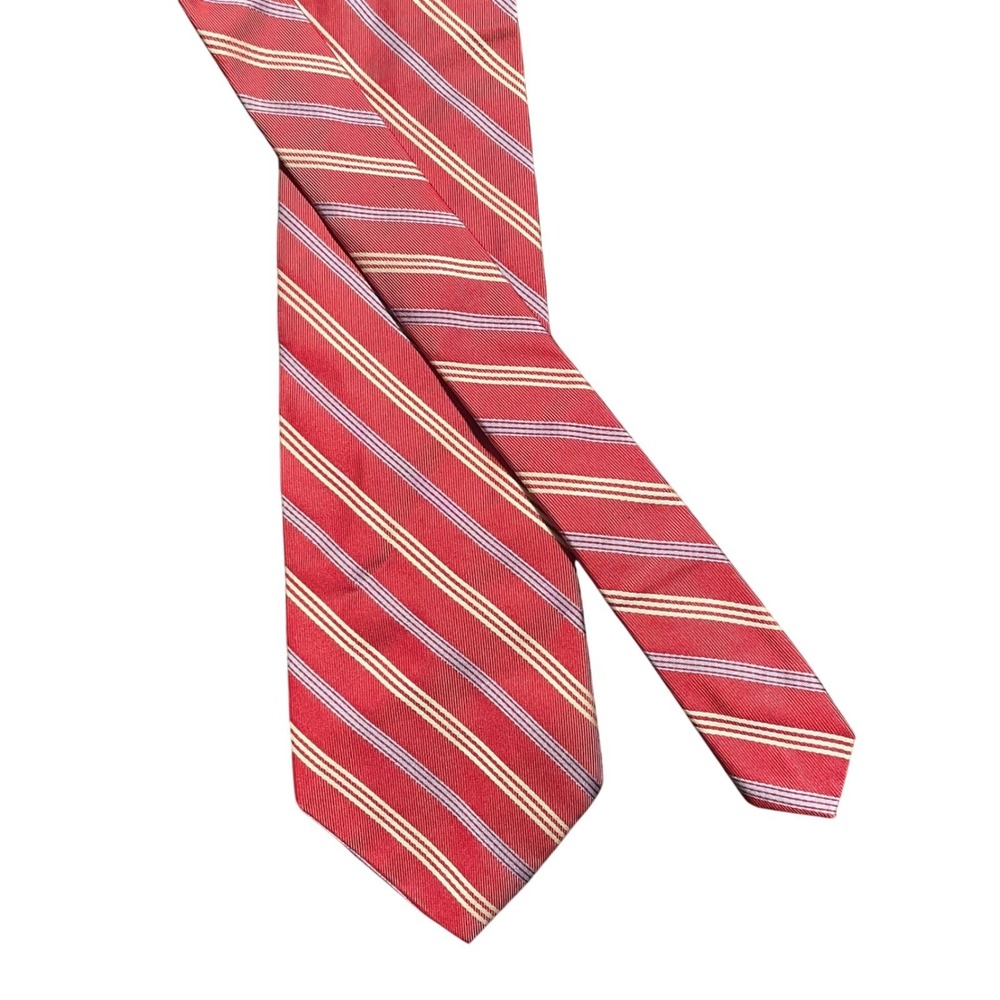 Brooks Brothers 346 Mens Red Striped Pure Silk Necktie Made in USA Rep Stripe